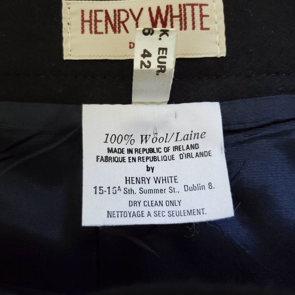 Henry White 100% Wool Black Pleated Skirt Size 14 - Picture 4 of 11